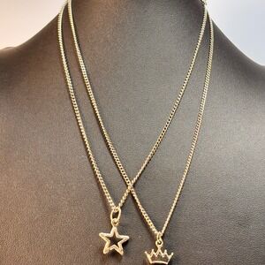 Star Crown Charm Necklace Set Silver Tone Minimalist Y2K Streetwear Boho 14 inch